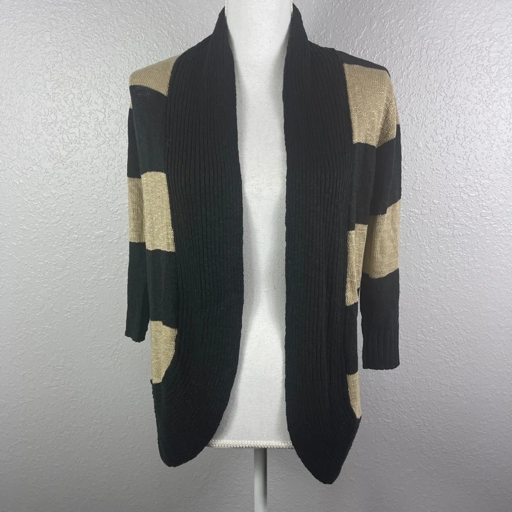 Black &‎ Brown striped open sweater